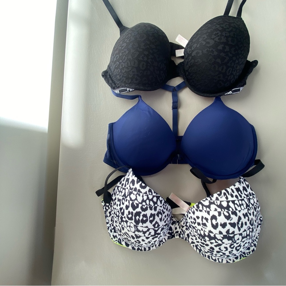 Pink VS Stylish Women's Intimates Set of 3 - Black, Blue, and Black & White